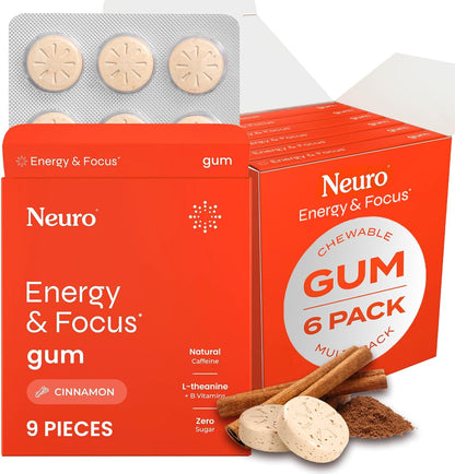 Neuro® Gum Energy & Focus™ 6 Pack (54 pcs) - Cinnamon